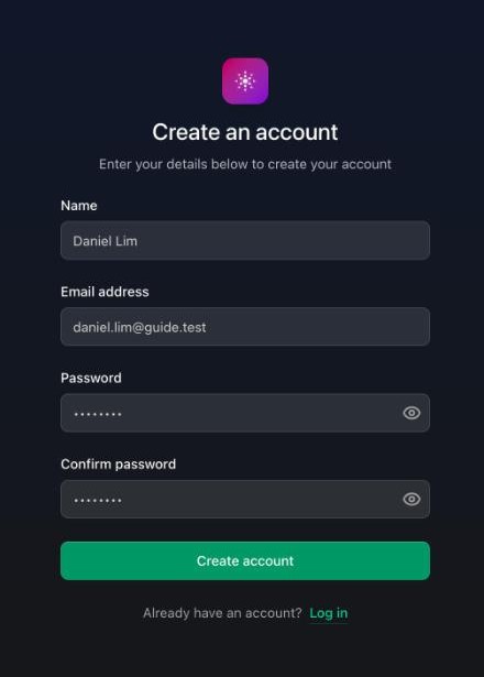 Create an account form with the invited email already filled in