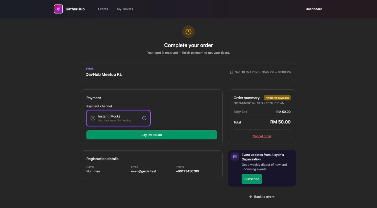 Complete your order page with the payment channel, Pay button and order summary