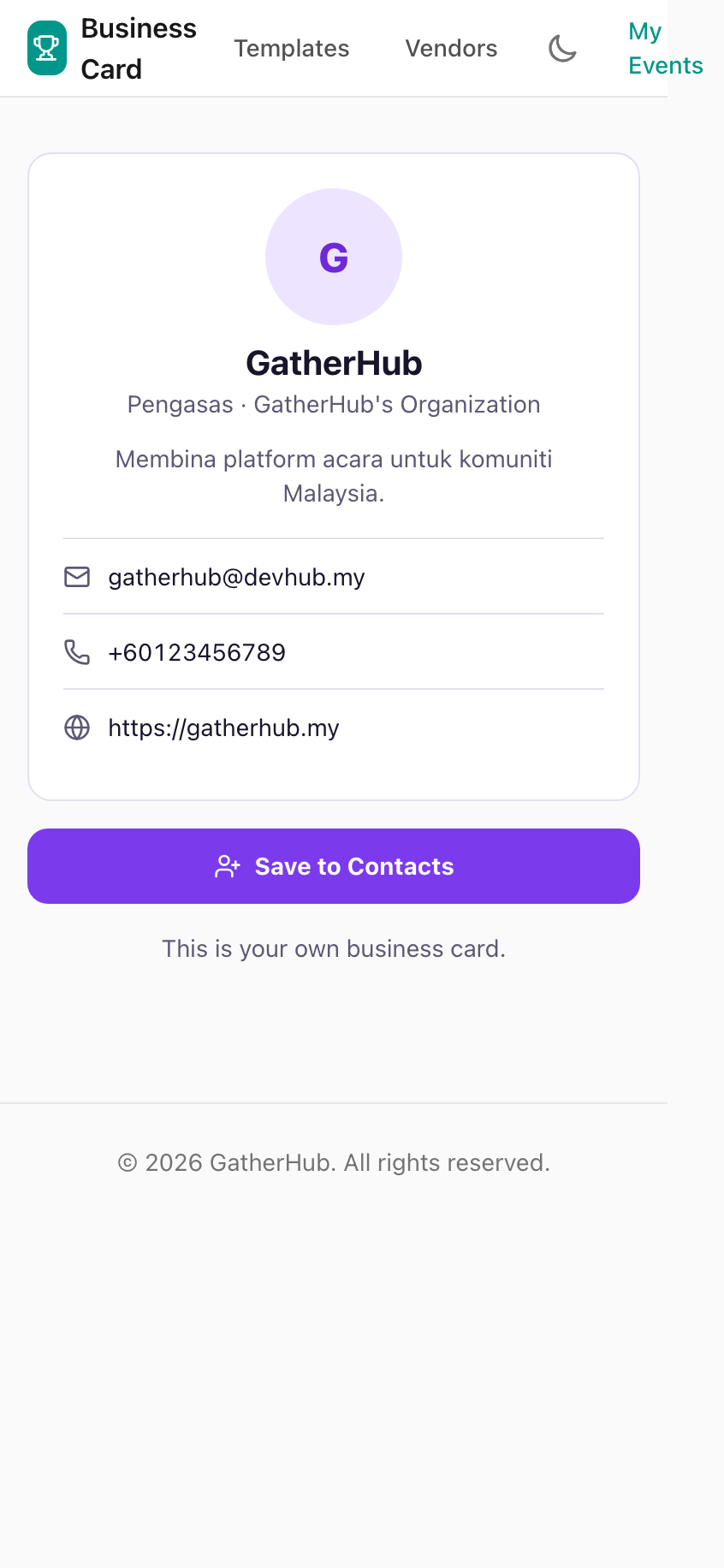 My digital business card with QR code